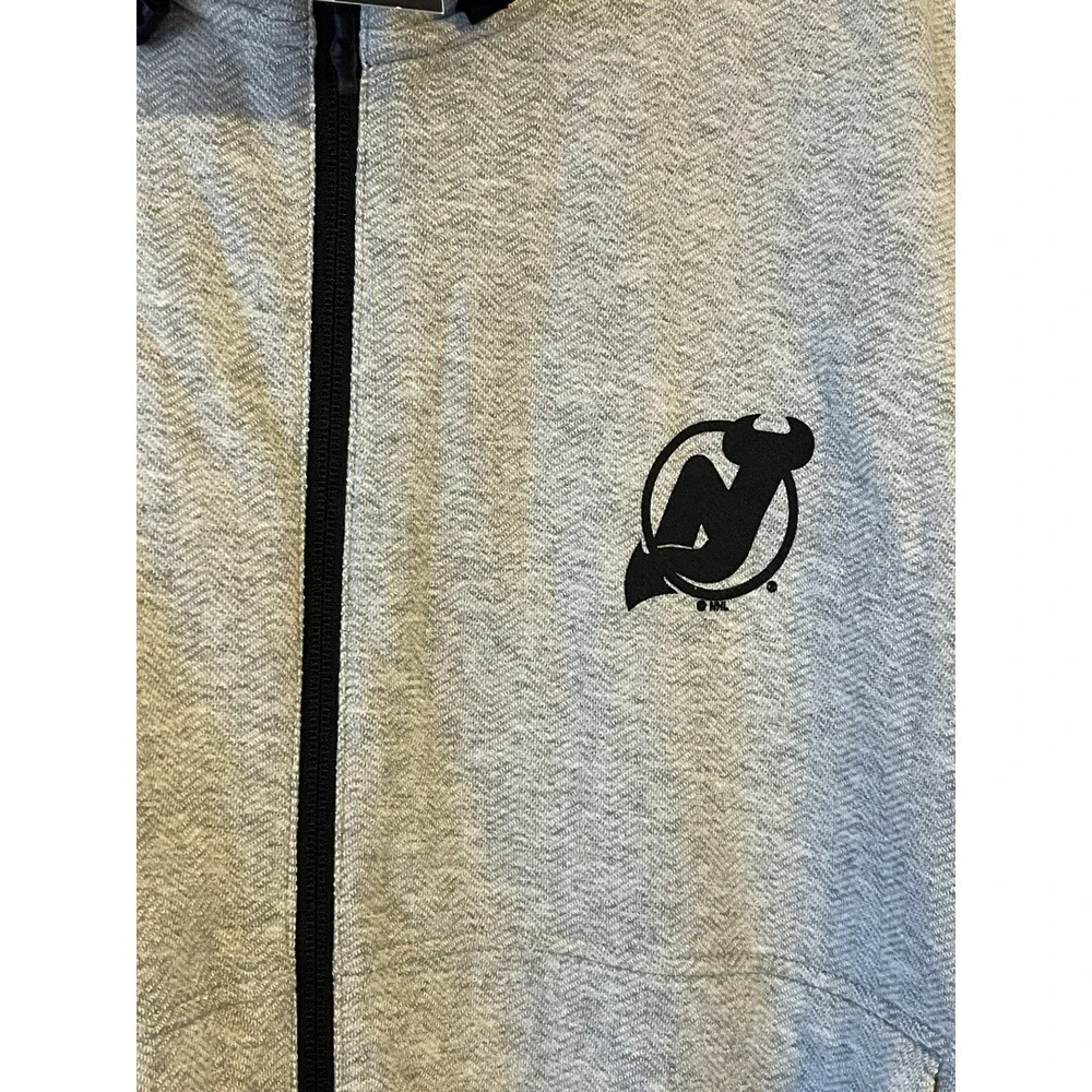 Men's‎ XL NWT New Jersey Devils Adidas French Terry Full Zip Hoodie Gray